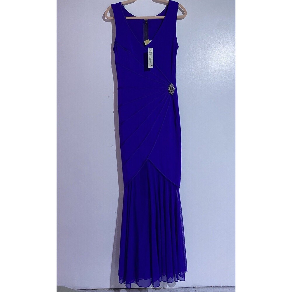 Vtg Cache Maxi Evening Dress Small Purple Bodycon Prom Luxury Party Rhinestone‎